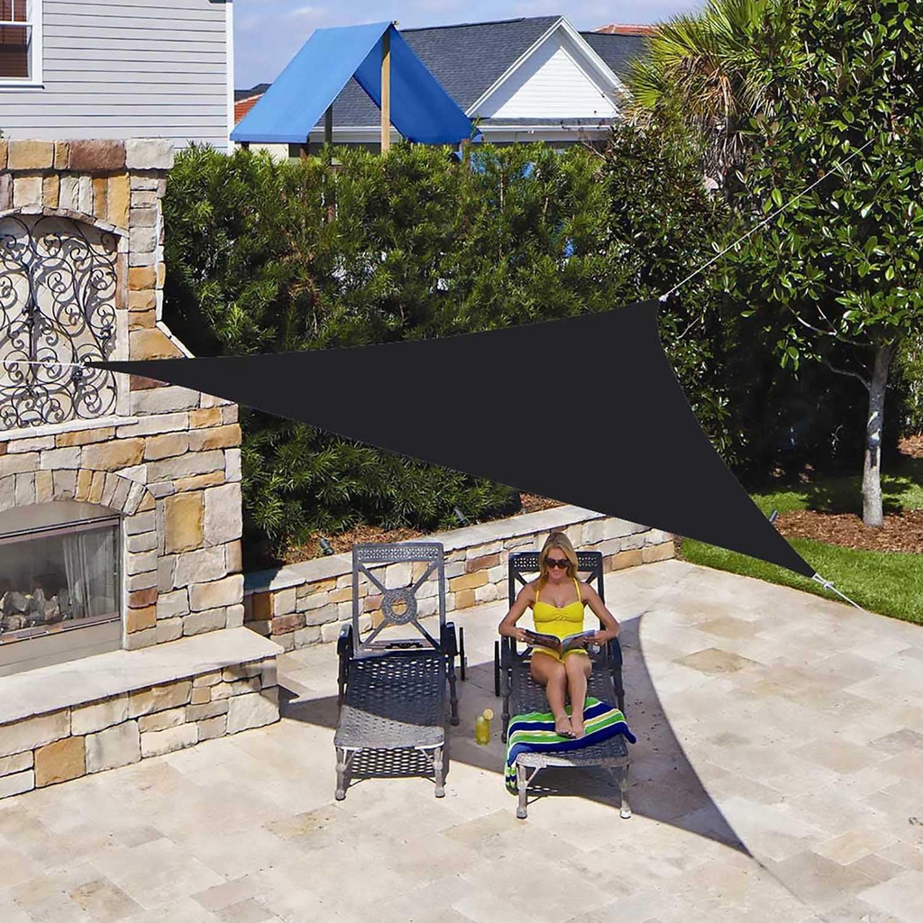 Sun Shade Sail 3x3x3m Triangle Waterproof Canopy for Outdoor Camping - Black