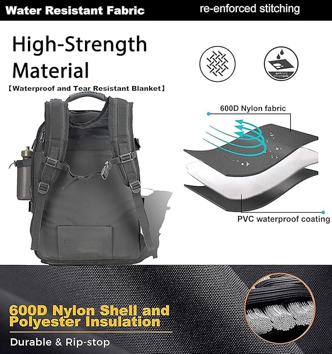 Tactical Backpack 60L Expandable Waterproof Hiking Travel Laptop Bag - Gray