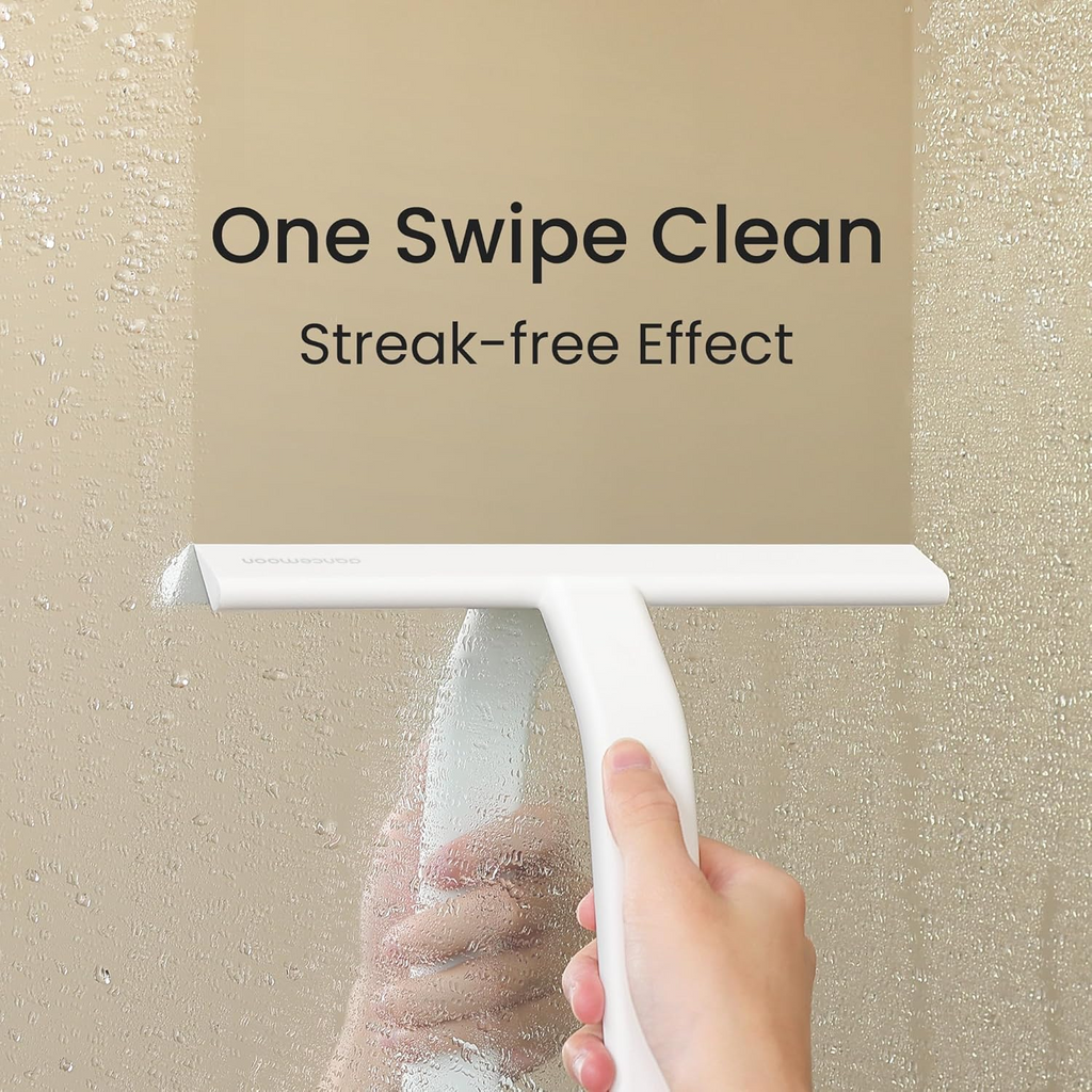 Silicone Glass Squeegee Window Bathroom Wiper with Hook T Handle - White