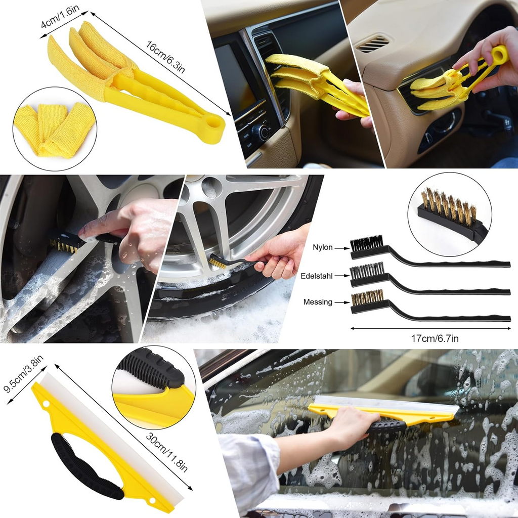 Car Detailing Kit with Drill Brushes Cleaning Tools Set with Carry Bag - 20 Pcs