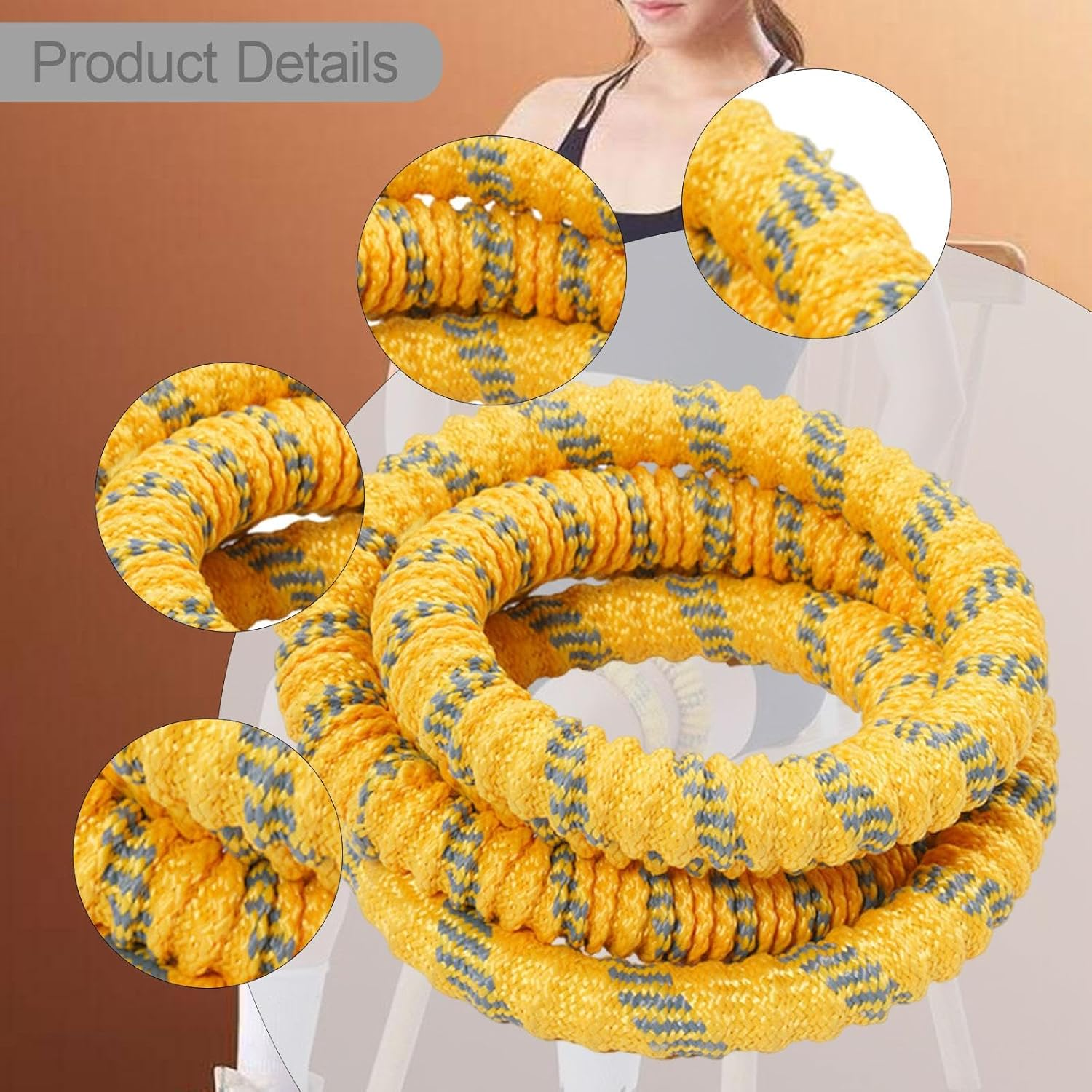 Weighted Fitness Circle Soft Spring Portable Hula Hoop 1.3kg Waist Training Exercise Ring - Yellow
