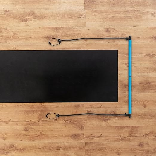 Pilates Bar Portable Resistance Training Stick Detachable Fitness Bar with Bands Home Workout Tool - Blue