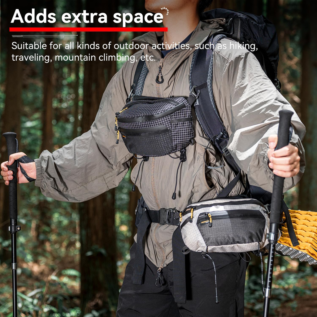 Hiking Chest Bag Waterproof Crossbody Travel Sling Backpack - Gray