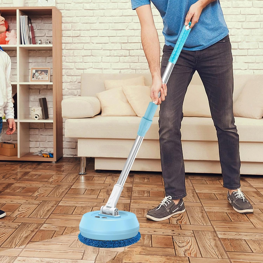 Electric Spin Mop Cordless Wet Dry Cleaning Machine Adjustable Handle Multi Surface Blue