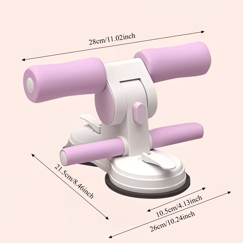 Sit Up Bar Portable Adjustable Suction Cup Abdominal Trainer Foot Holder Device - Pink