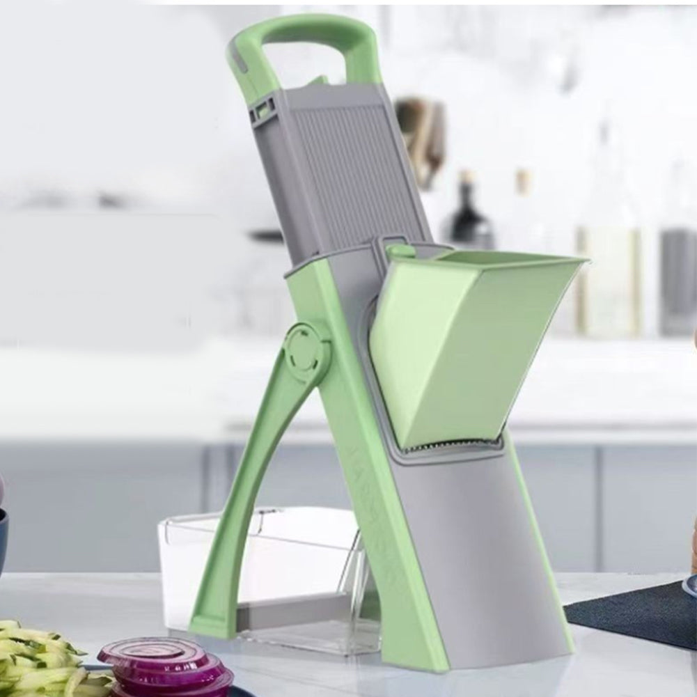 Multifunctional Vegetable Chopper Adjustable Food Slicer Julienne Dicer French Fry Cutter - Green
