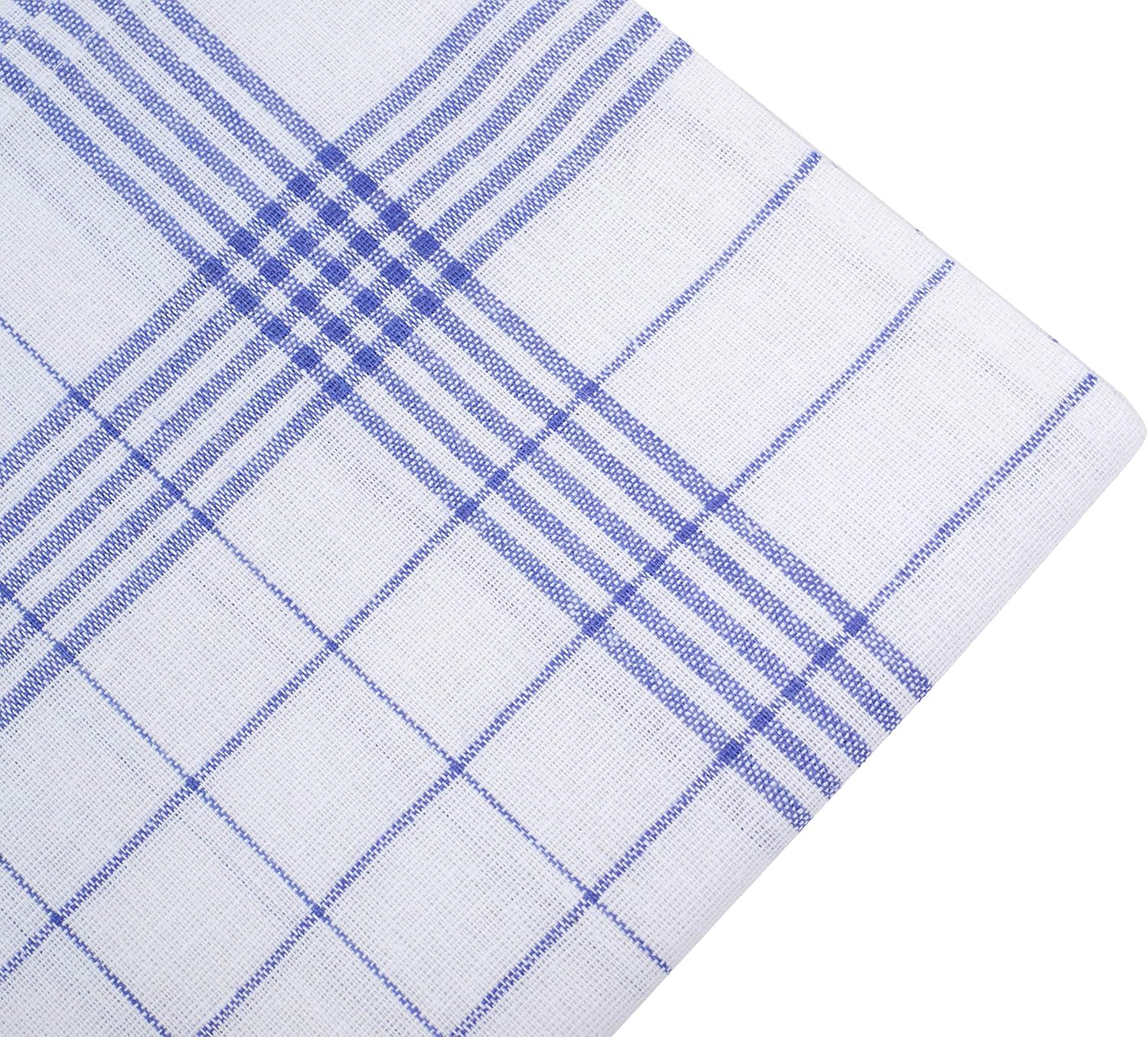 Dish Towels Set 10pcs Plaid Kitchen Cleaning Cloth Large Soft Polyester - Blue