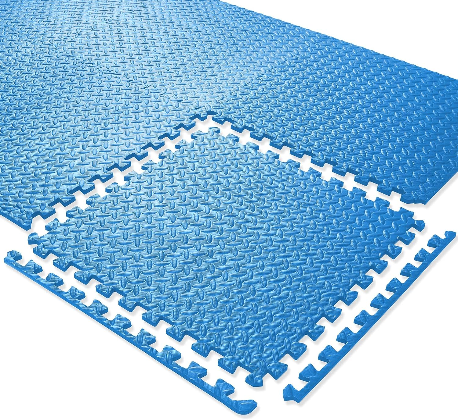 Interlocking Foam Floor Tiles 16 Piece Set Thickened 10mm Soft Fitness Training Mat - Blue