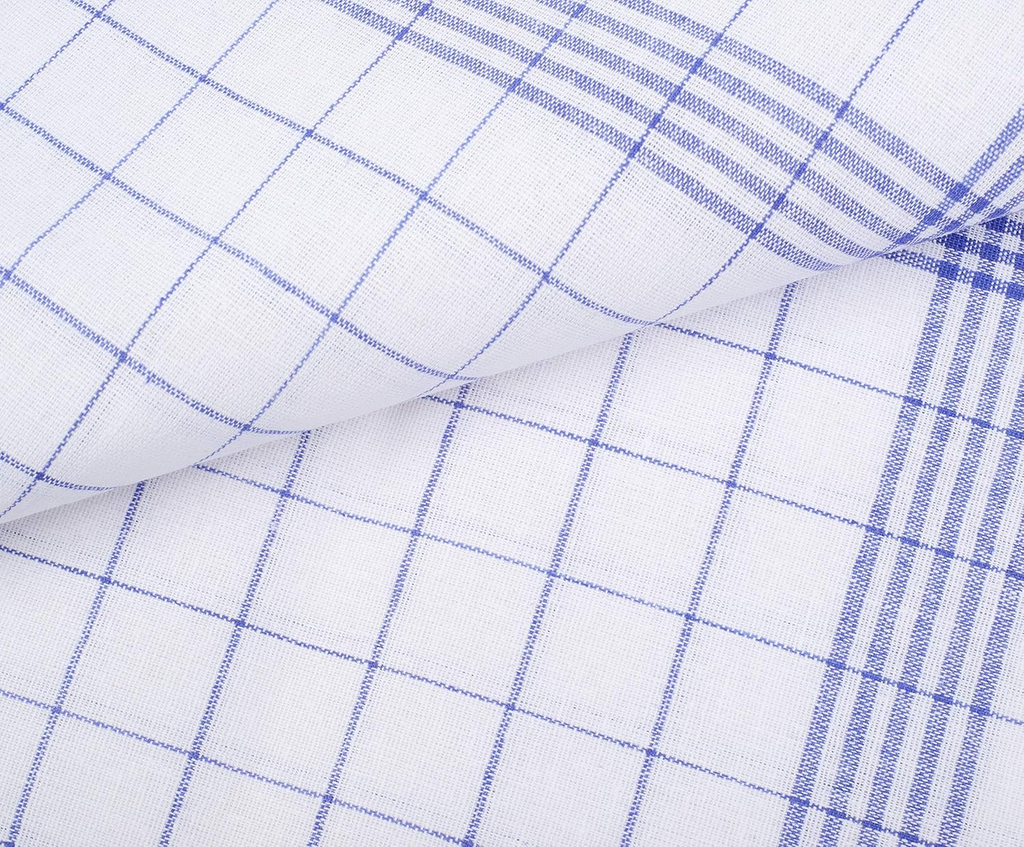 Dish Towels Set 10pcs Plaid Kitchen Cleaning Cloth Large Soft Polyester - Blue