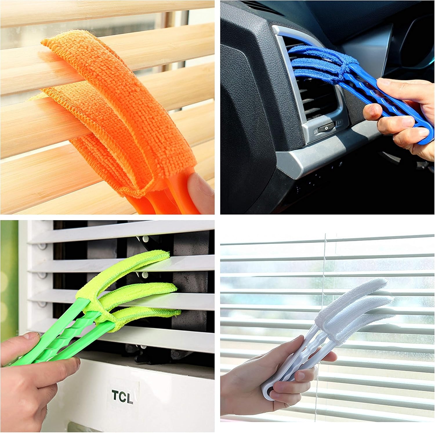 Cleaning Brush Set 4pcs Multi Purpose Duster for Blinds Air Vent Car Interior - Random Color