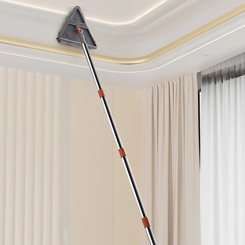 Triangle Microfiber Mop Long Handle Adjustable Wall Ceiling Floor Cleaner Set - Gray