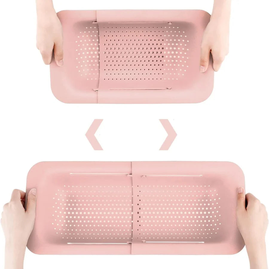 Adjustable Over the Sink Colander Strainer Basket – Pink