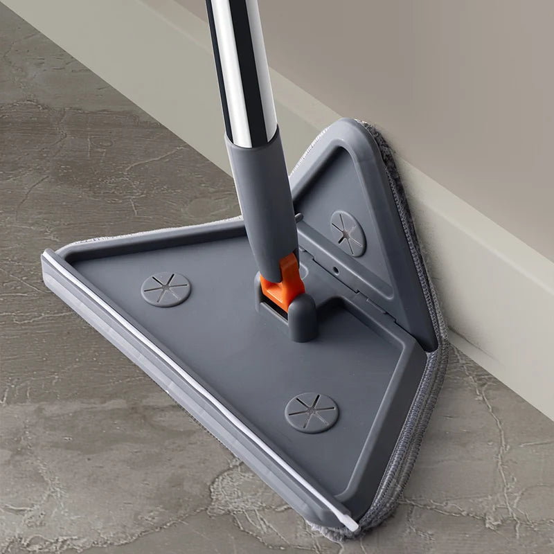 Triangle Microfiber Mop Long Handle Adjustable Wall Ceiling Floor Cleaner Set - Gray