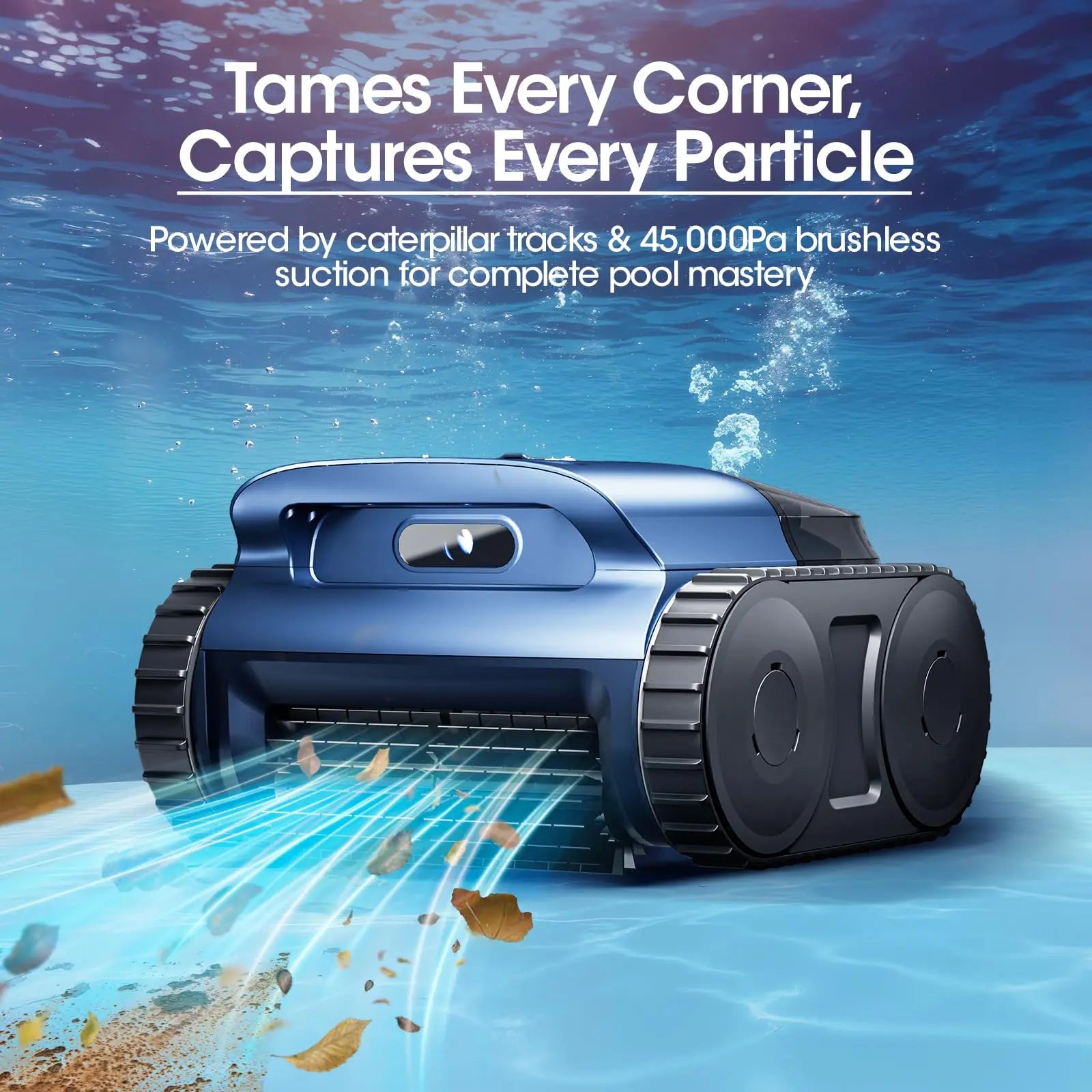 Robotic Pool Cleaner Cordless Automatic Wall Climbing Pool Vacuum 2000 sq.ft Coverage – Dark Blue