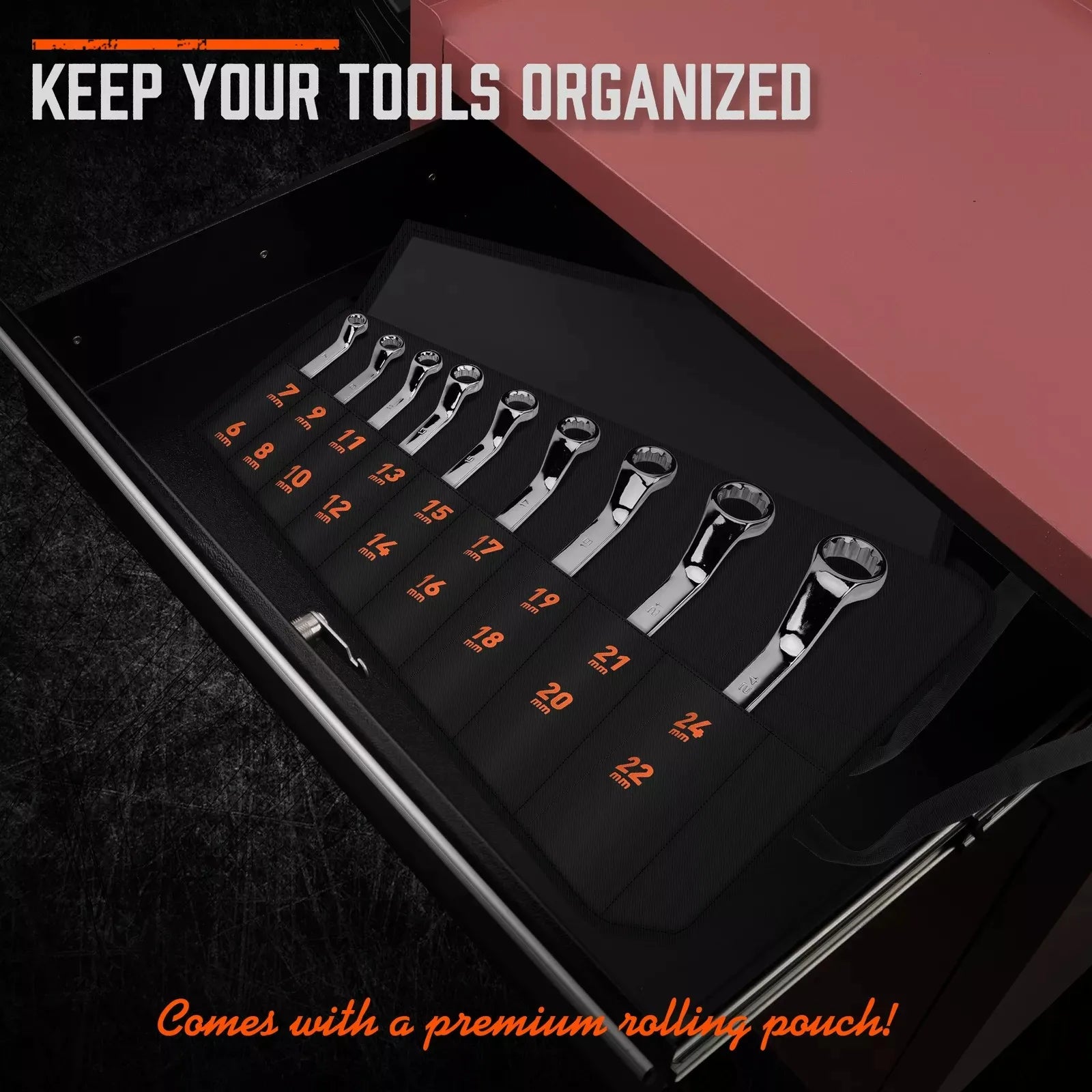 Wrench Set Heavy Duty 9 Piece 75° Offset Double Box End Metric Spanner Set 6-24 mm Repair Tool Kit