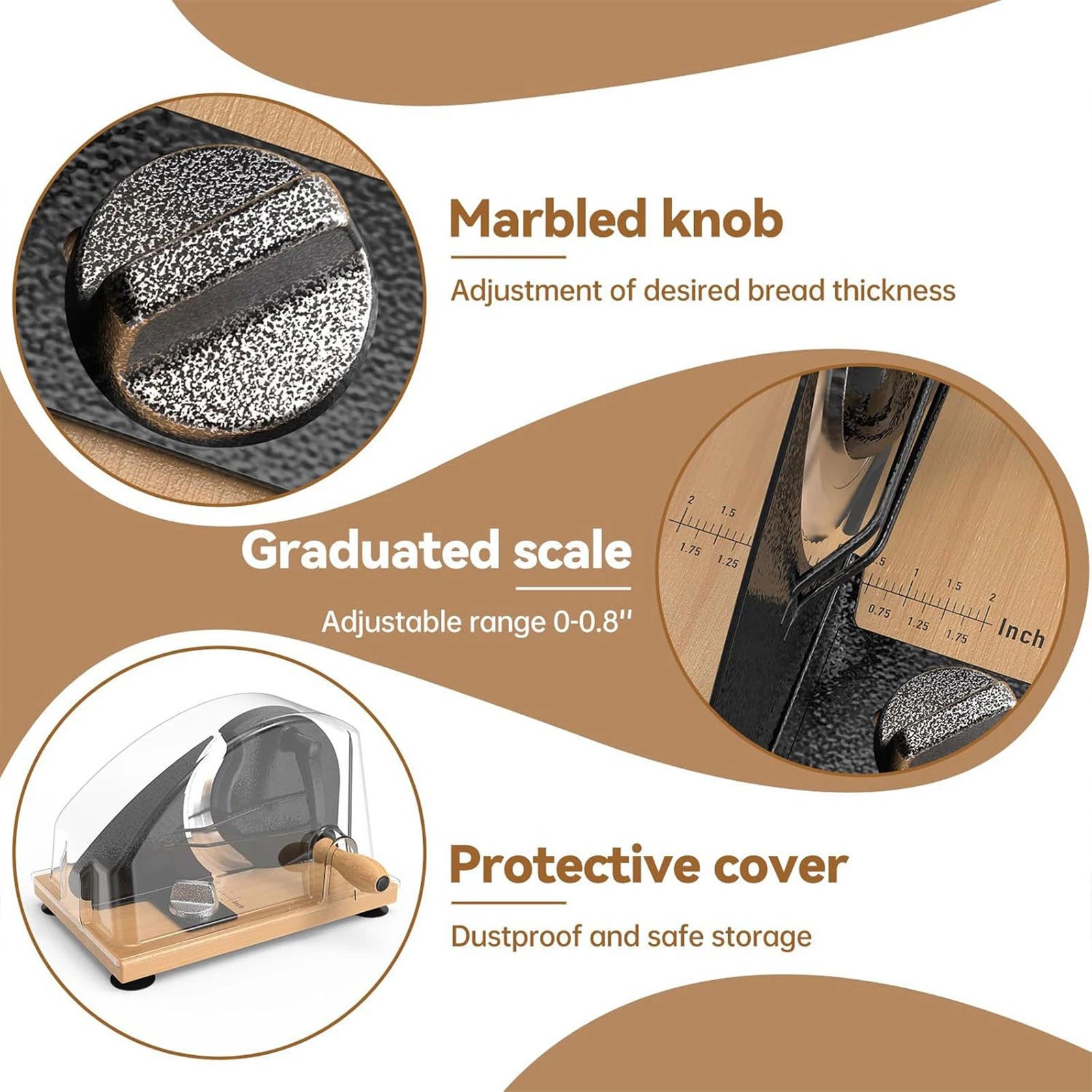 Manual Bread Slicer – Cast Iron Body & Beech Wood Base – Adjustable Thickness – Black