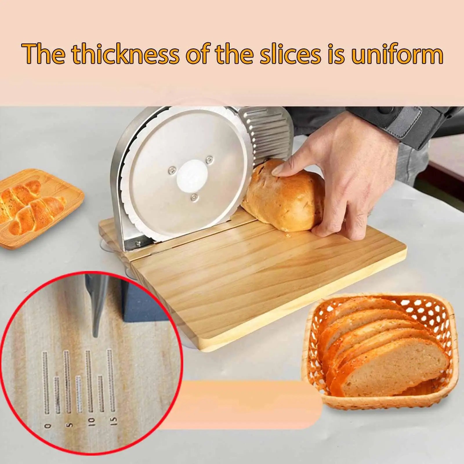 Manual Bread Slicer – Cast Iron Body & Beech Wood Base – Adjustable Thickness – Y Foldable