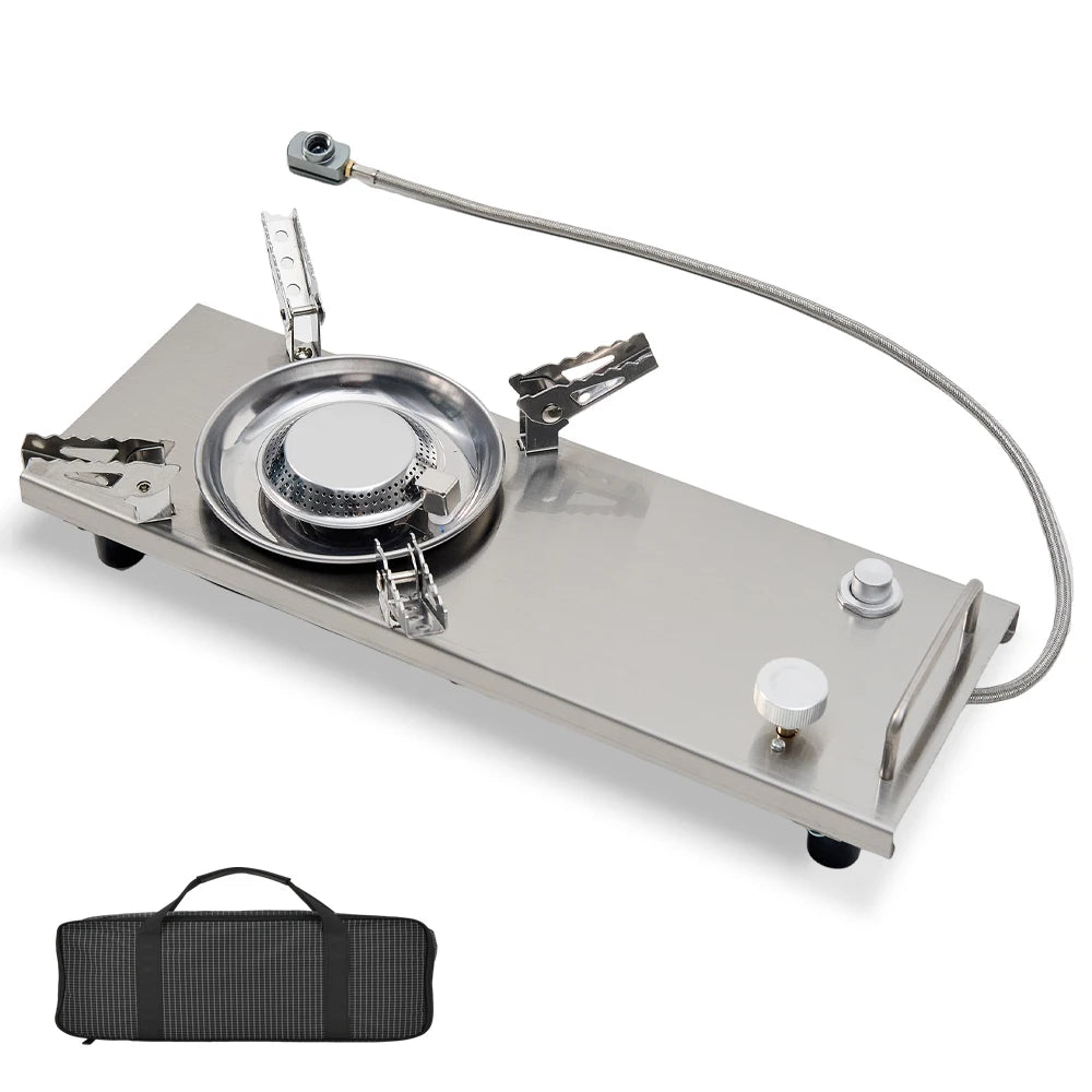 Camping Gas Stove Foldable Stainless Steel IGT Burner - Silver