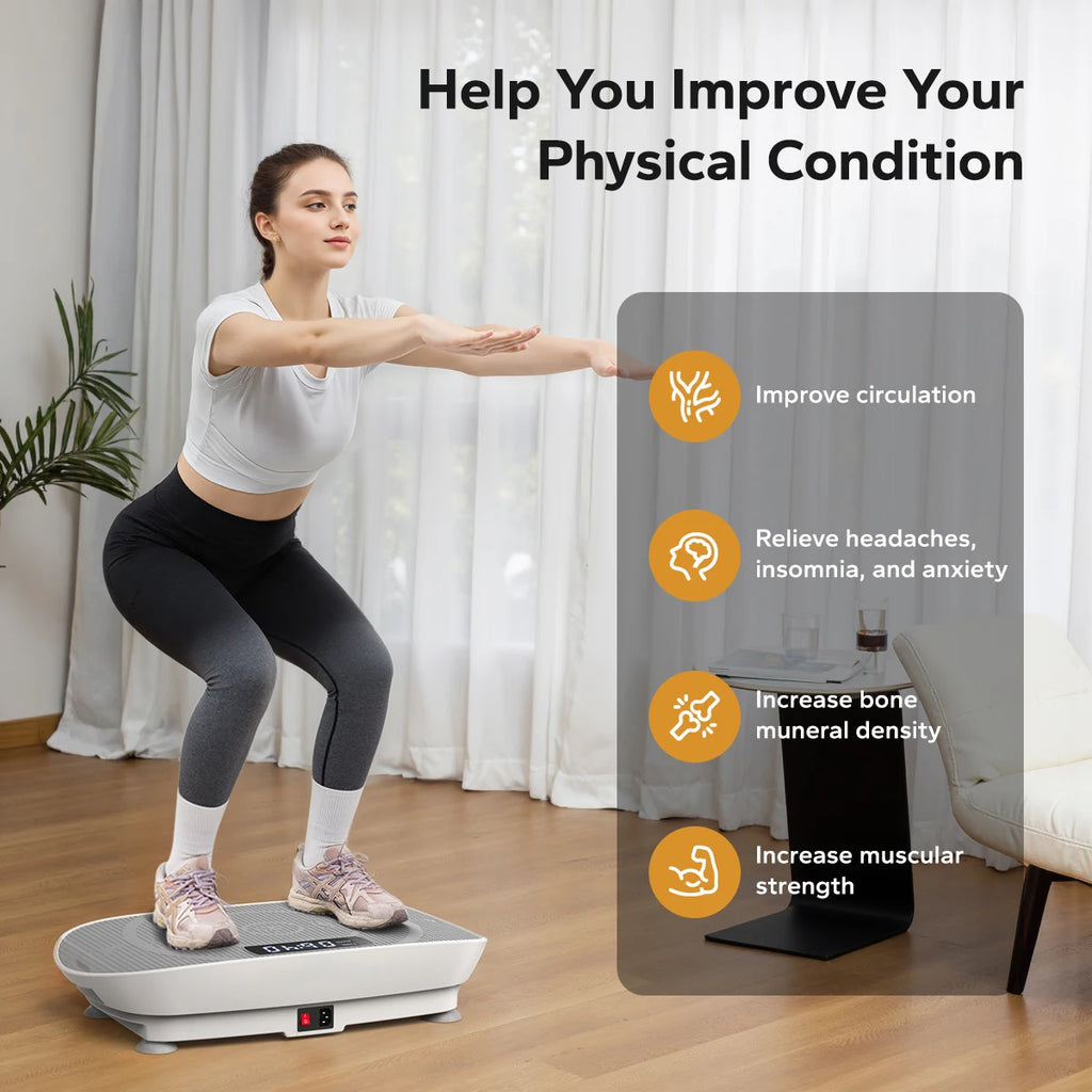 Vibration Plate Exercise Machine Bluetooth Fitness Platform with Resistance Bands and Remote Control – Pink