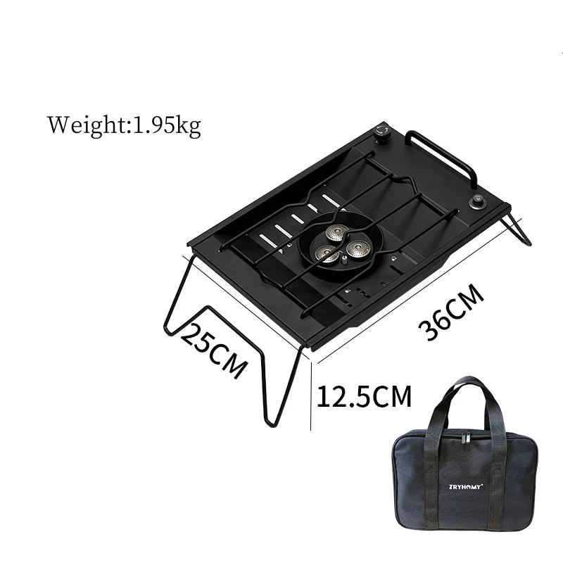 Camping Gas Stove 8000W IGT Flat Burner Stainless Steel Outdoor Cooker – Black