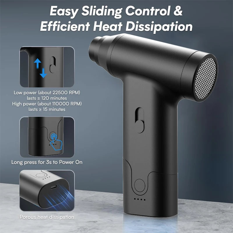Air Blower Rechargeable Cordless Handheld Dust Cleaning Tool for Computer Car and Sofa