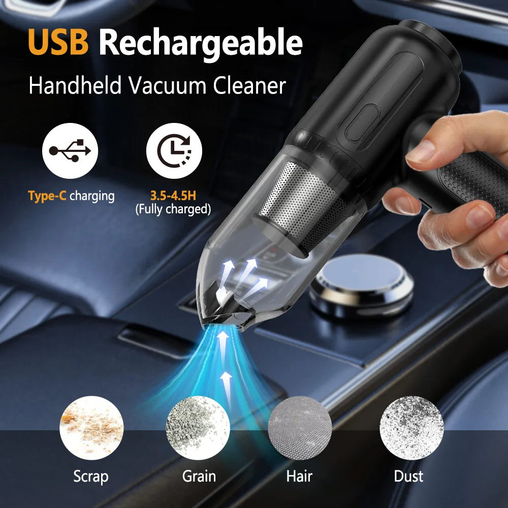 Air Duster 6000mAh Cordless Vacuum Cleaner with LED Light and 6 Nozzle Attachments