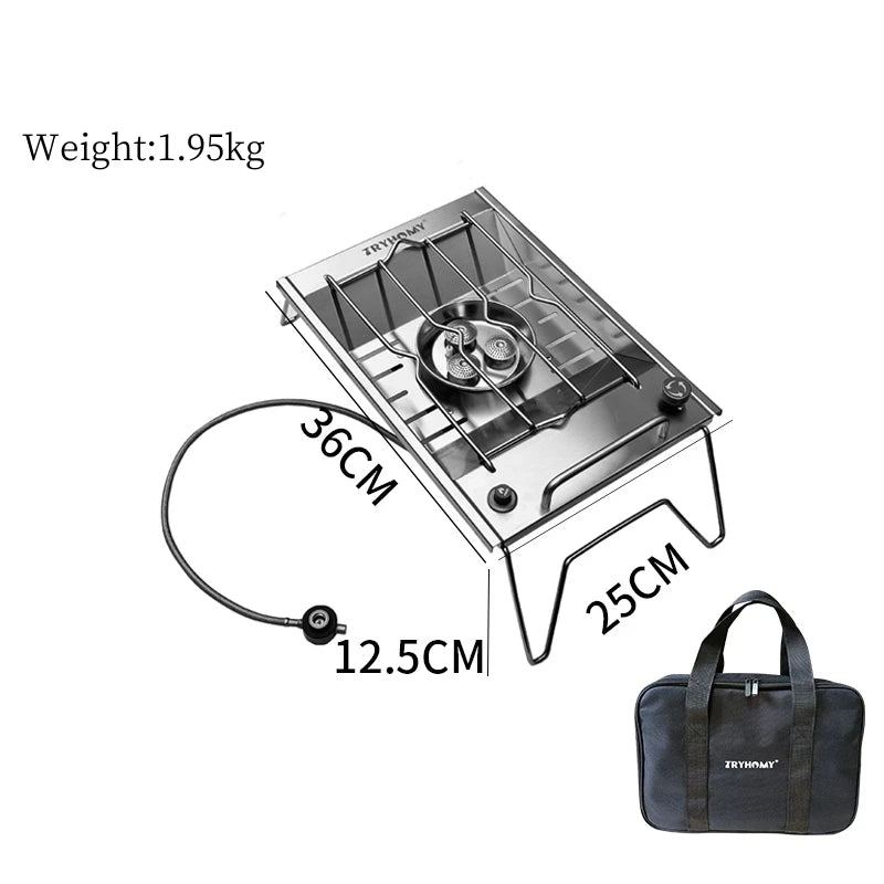 Camping Gas Stove 8000W IGT Flat Burner Stainless Steel Outdoor Cooker – Silver