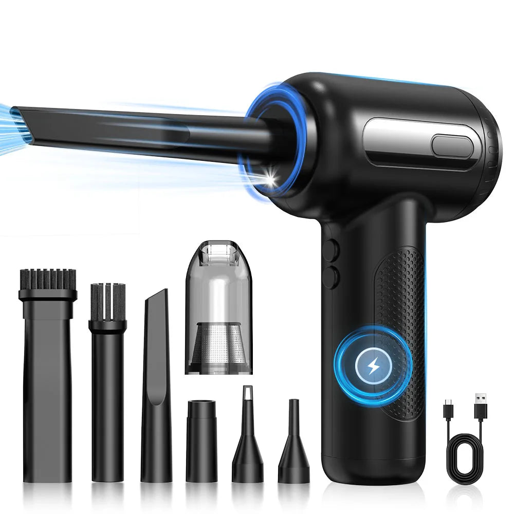 Air Duster 6000mAh Cordless Vacuum Cleaner with LED Light and 6 Nozzle Attachments
