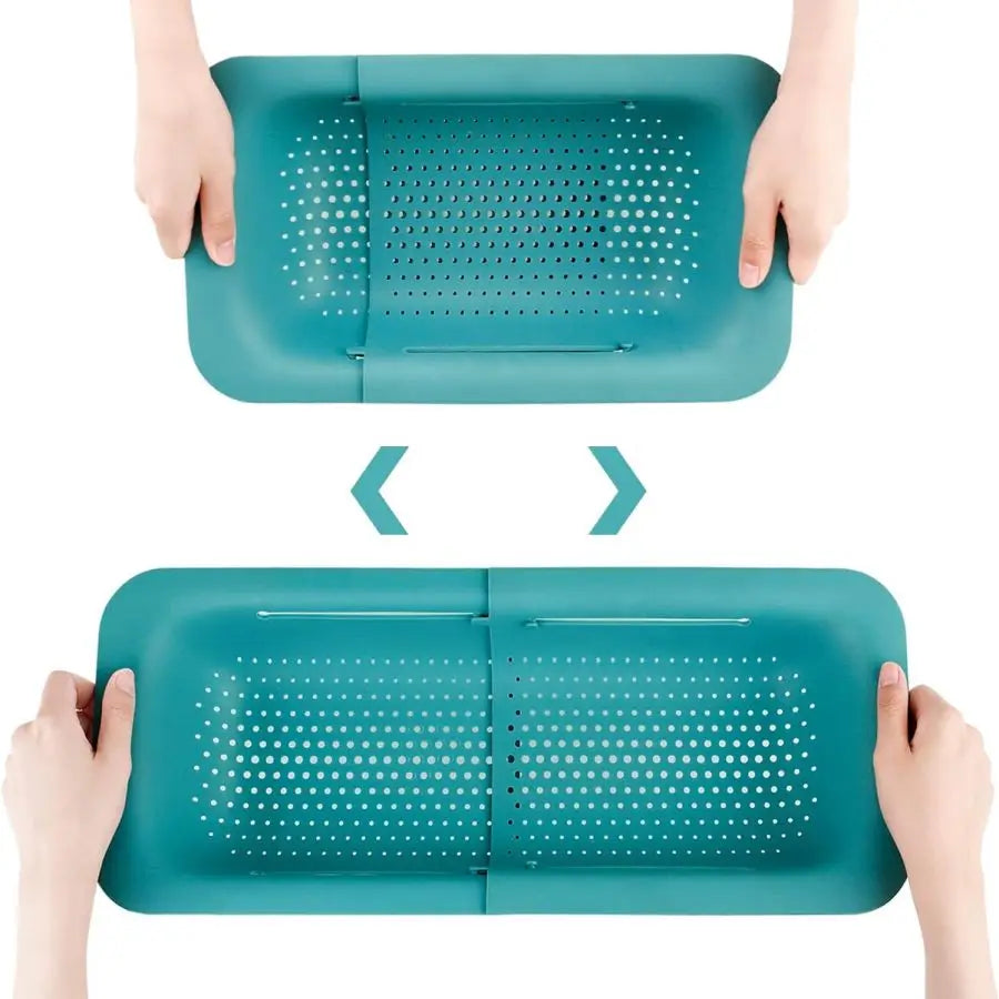 Adjustable Over the Sink Colander Strainer Basket – Green