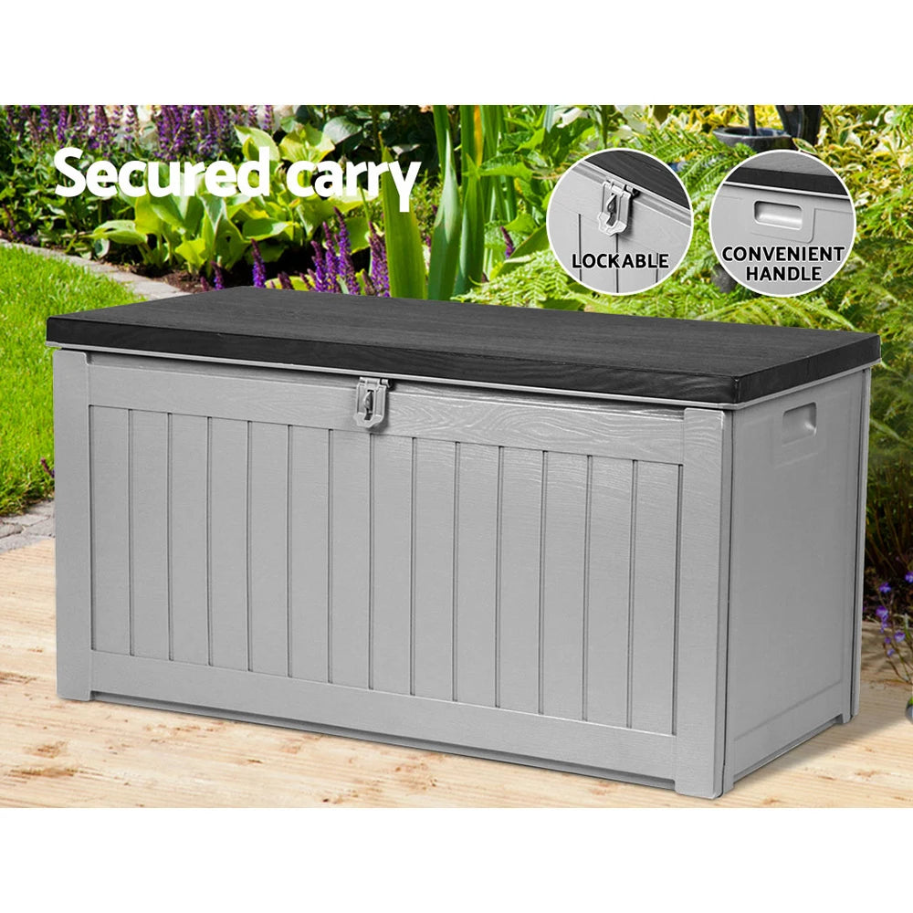 Outdoor Storage Box Lockable Garden Bench Container Weatherproof - 190L