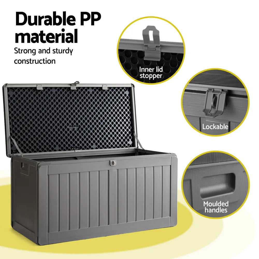 Outdoor Storage Box Lockable Garden Bench Container Weatherproof - 190L