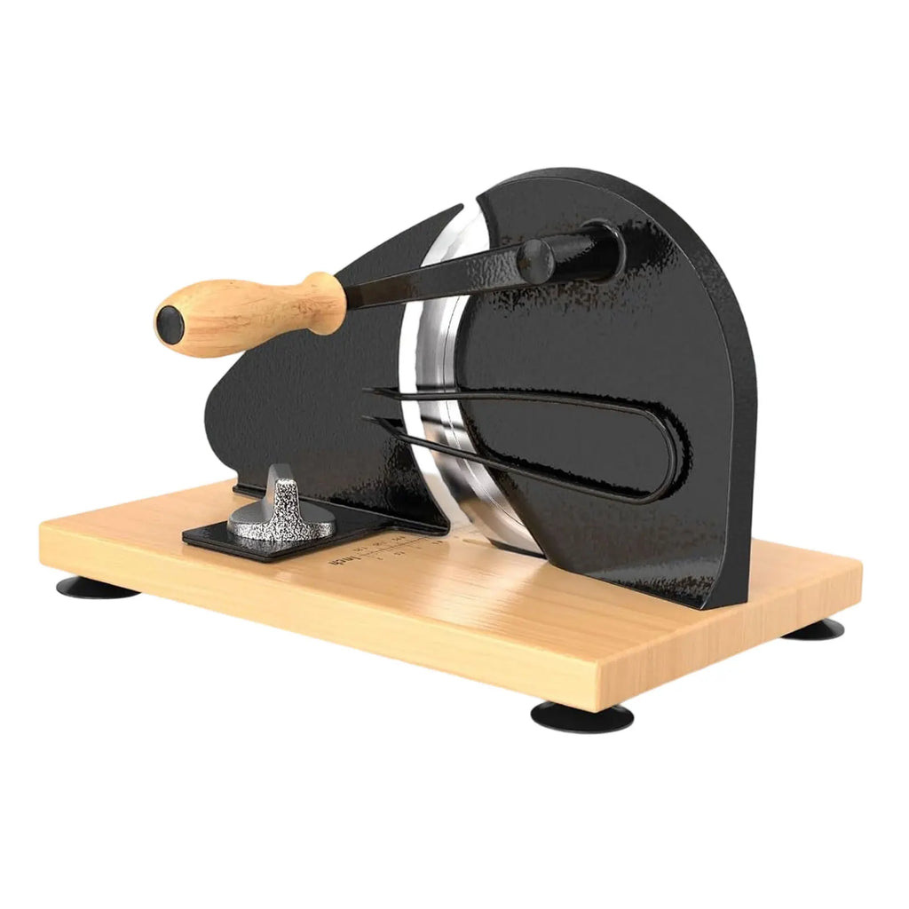 Manual Bread Slicer – Cast Iron Body & Beech Wood Base – Adjustable Thickness – Black