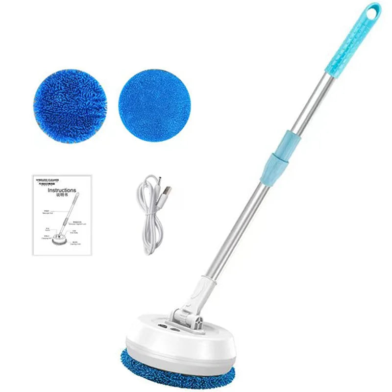 Electric Spin Mop Cordless Wet Dry Cleaning Machine Adjustable Handle Multi Surface White