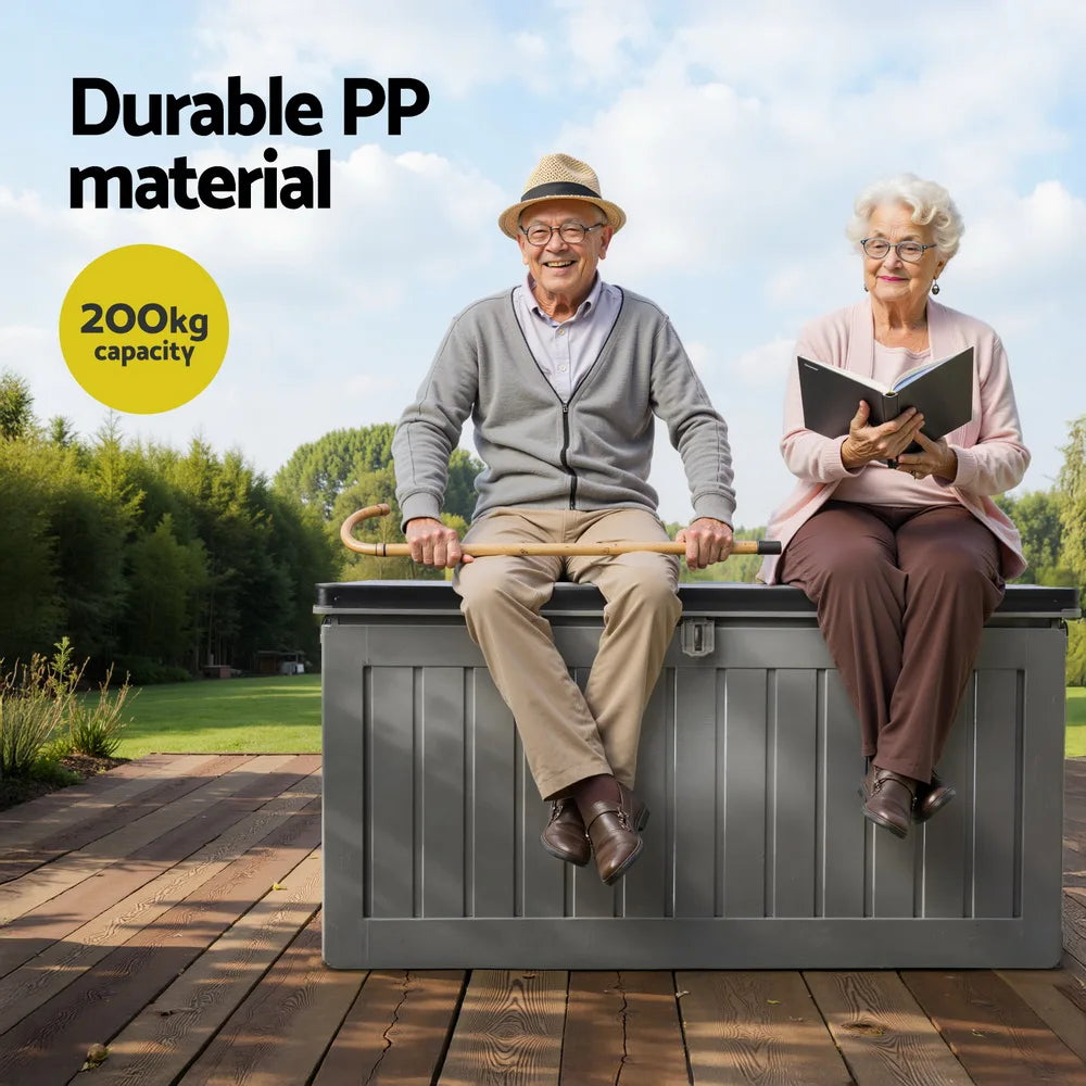 Outdoor Storage Box Lockable Garden Bench Container Weatherproof - 190L
