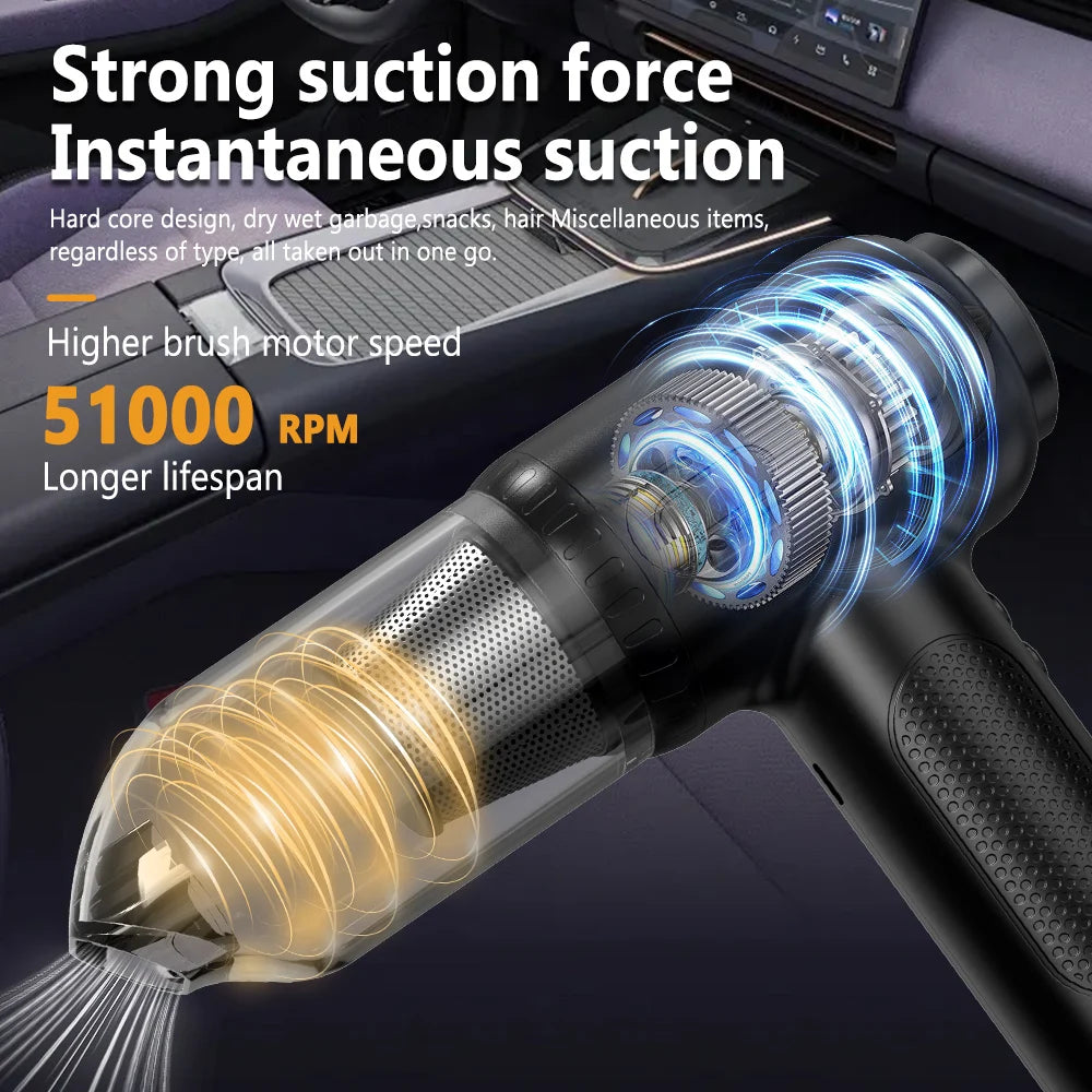 Air Duster 6000mAh Cordless Vacuum Cleaner with LED Light and 6 Nozzle Attachments