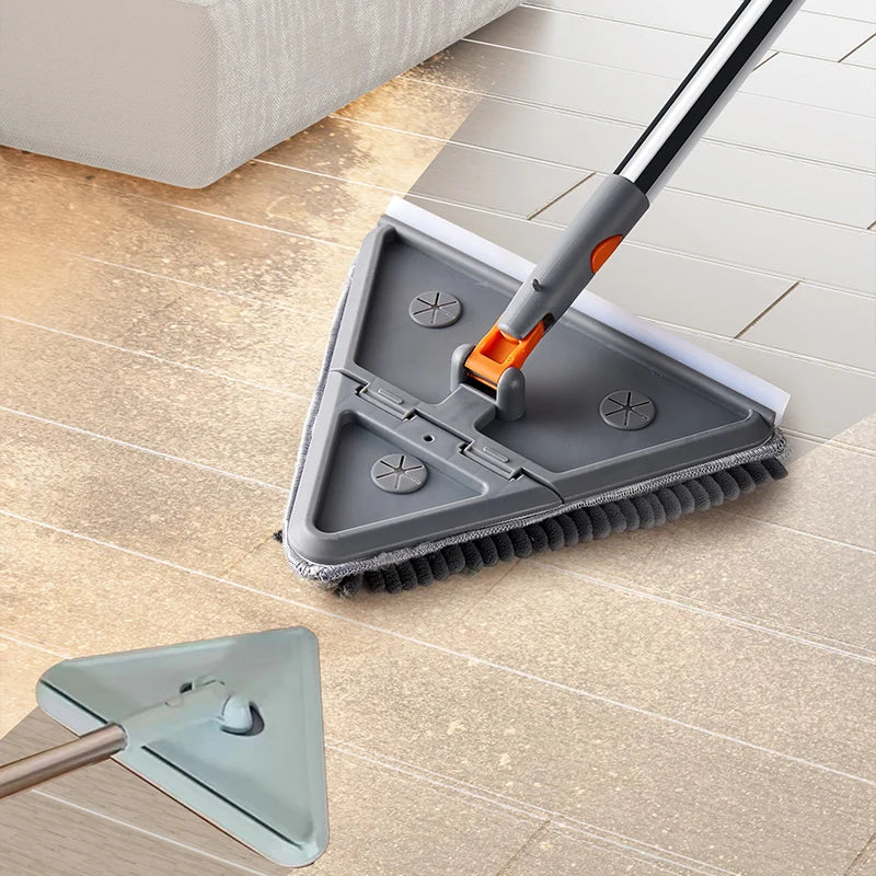Triangle Microfiber Mop Long Handle Adjustable Wall Ceiling Floor Cleaner Set - Gray