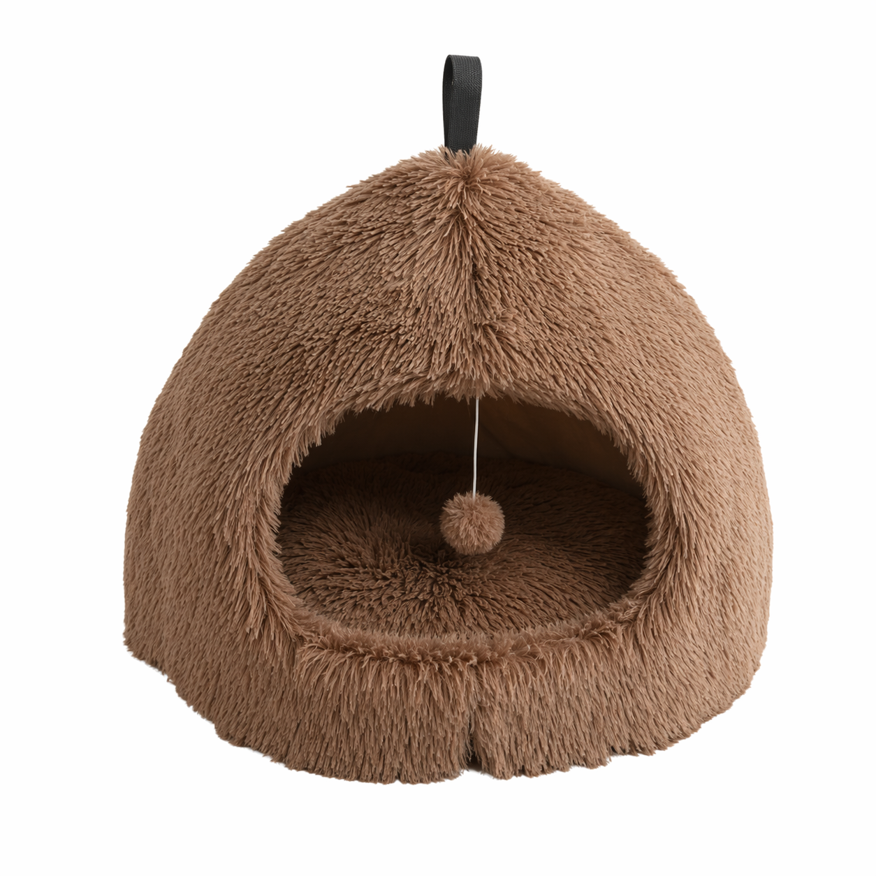 Pet Bed Plush Foldable 2-in-1 Indoor Pet Nest Soft Coral Fleece Cushion - Brown