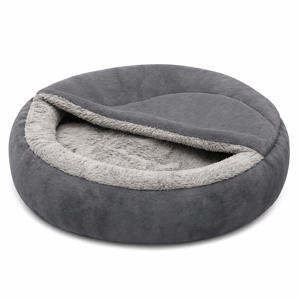 Pet Bed Semi Enclosed Corduroy Washable Pet Nest Cushion - Large
