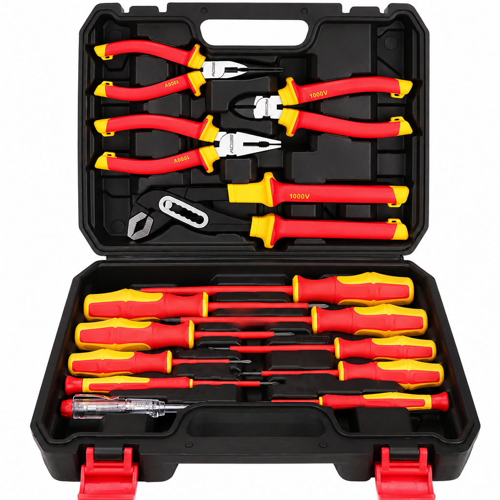 Heavy Duty 14 Piece 1000V Insulated Screwdriver and Pliers Tool Set with Magnetic Tips