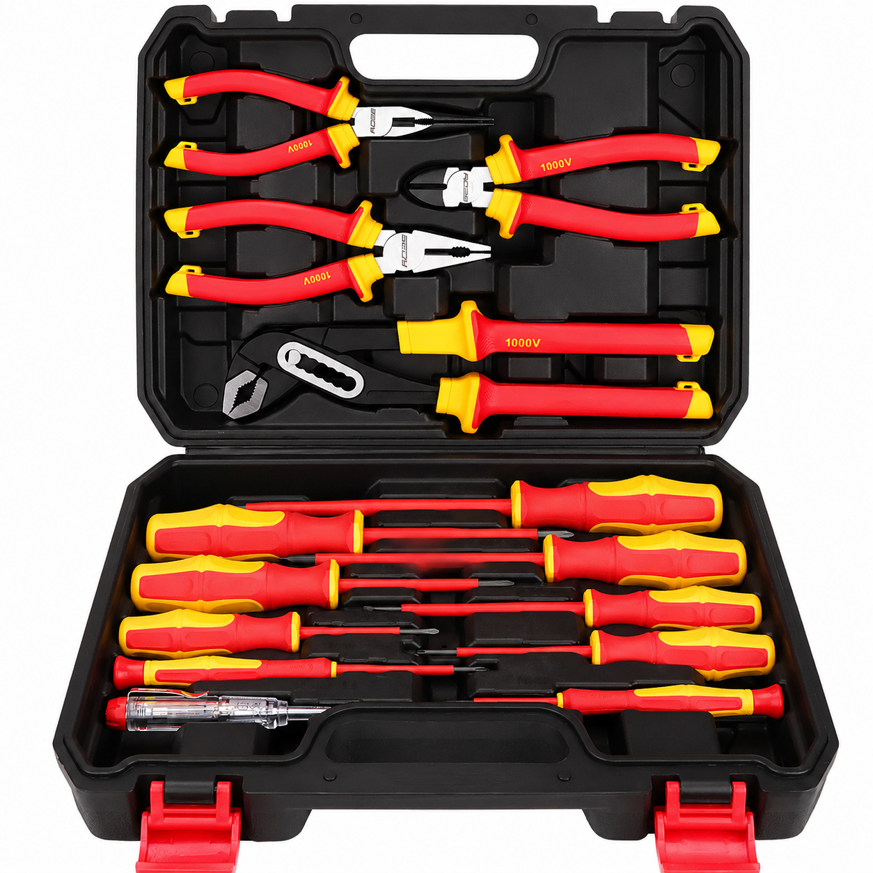 Heavy Duty 14 Piece 1000V Insulated Screwdriver and Pliers Tool Set with Magnetic Tips