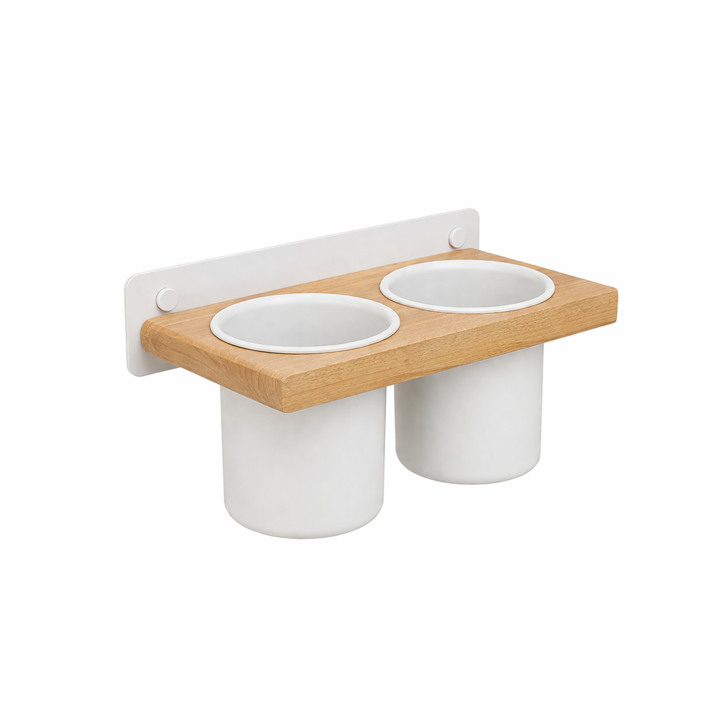 Portable Wall Mounted Hair Dryer Holder Wooden Bathroom Styling Tool Organizer - White