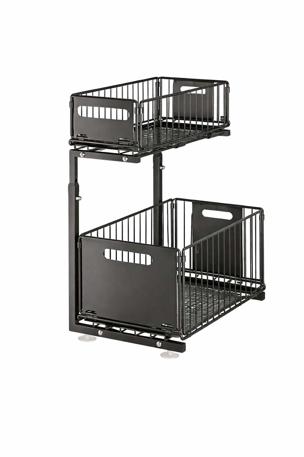 Portable Heavy Duty 2 Tier Under Sink Storage Organizer Adjustable Pull Out Cabinet Rack with Suction Base