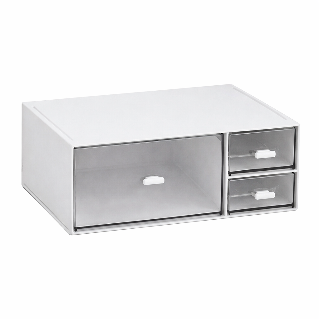 Portable Stackable Desktop Storage Drawer Box Triple Drawer Plastic Organizer for Office Supplies - Small