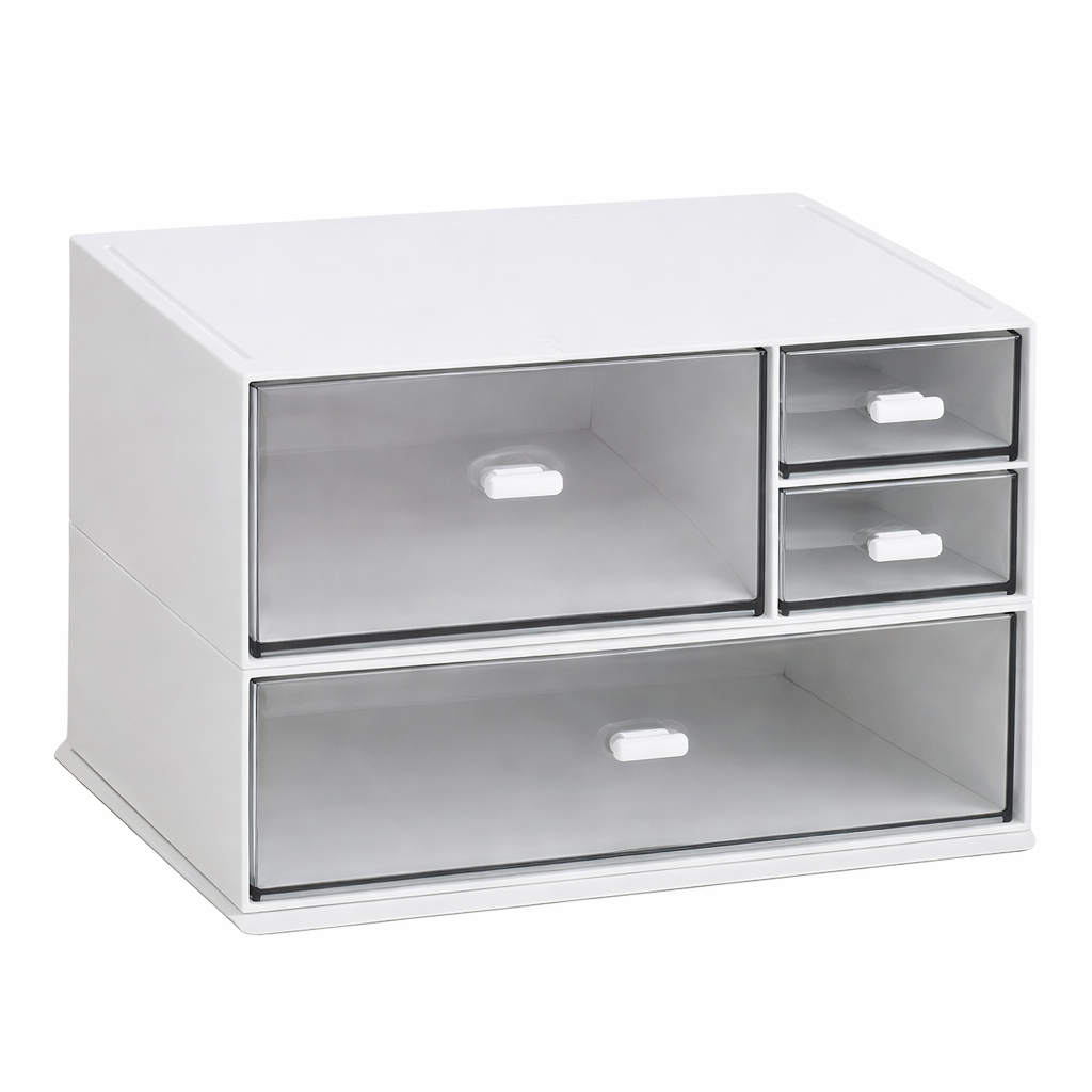 Portable Stackable Desktop Storage Drawer Box Multi Layer Plastic Organizer for Office Supplies - Large