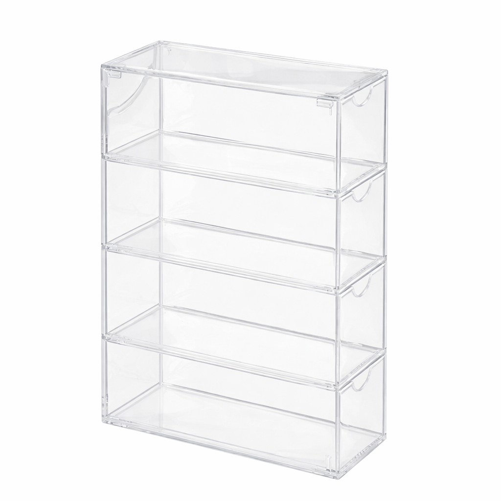 Portable Dustproof Contact Lens Storage Box 4 Drawer Transparent Plastic Organizer Case