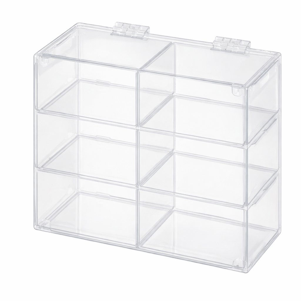 Portable Dustproof Contact Lens Storage Box Flip Cover 6 Compartment Plastic Organizer Case