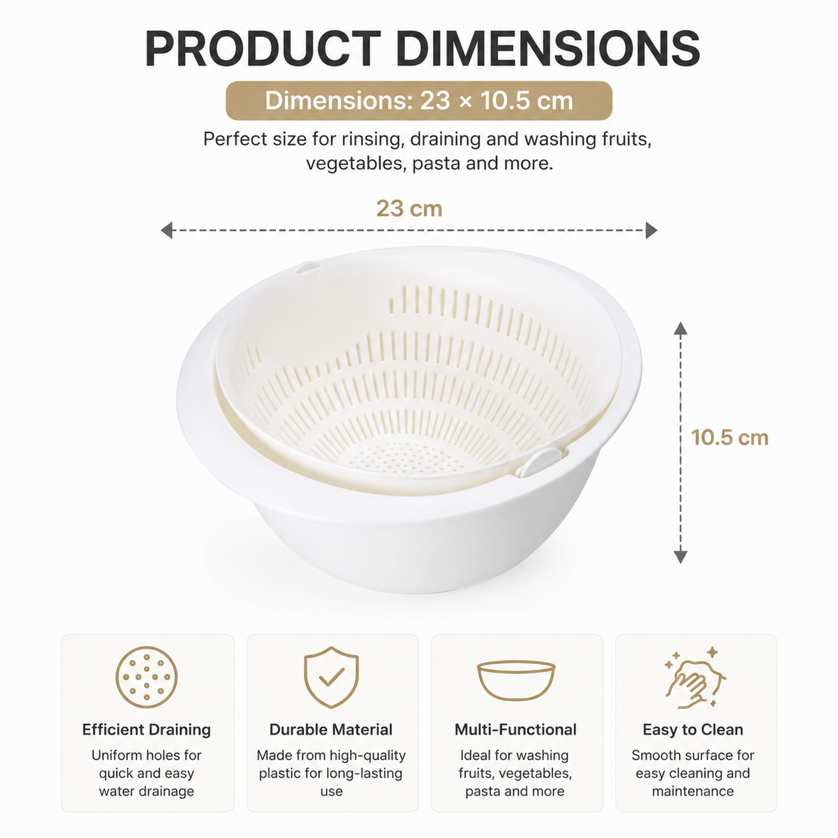 Rotating Double Layer Colander Bowl Fruit Vegetable Washing Drain Basket - Grey
