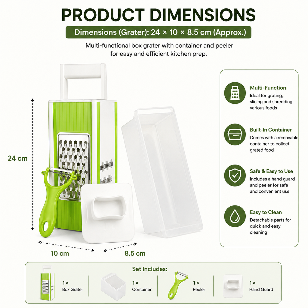 Vegetable Grater 5 in 1 Stainless Steel Manual Slicer Dicer Shredder with Storage Container