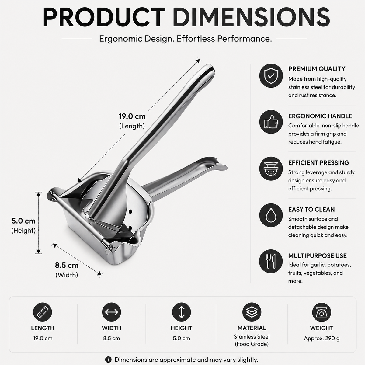Juice Squeezer 304 Stainless Steel Manual Citrus Press Fruit Juice Separator Kitchen Tool