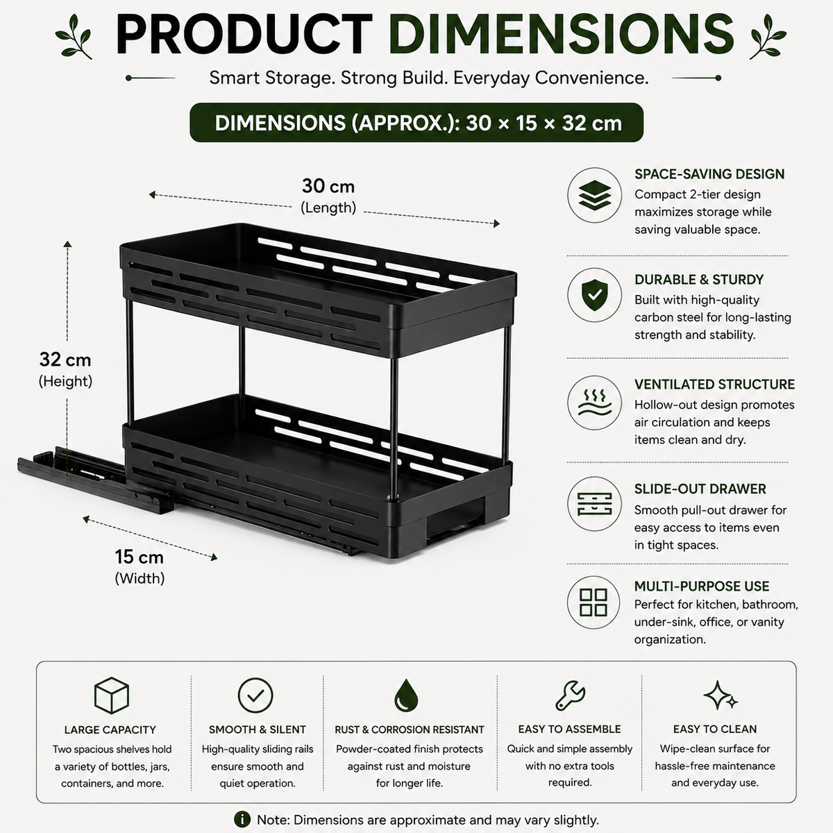 Bathroom Storage Box Wall Mounted Dustproof Cosmetic Organiser Adhesive Holder Reusable Rack - Black